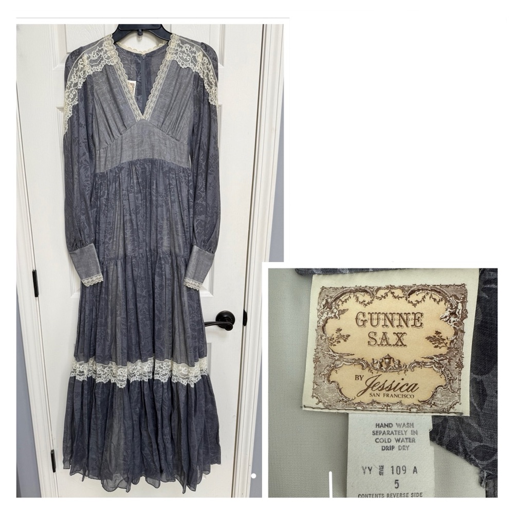 vintage 70s GUNNE SAX by Jessica maxi dress prairie cottage floral boho lace 5